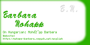 barbara mohapp business card